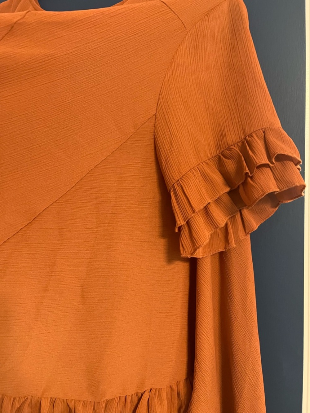 ODDY Flowy Ruffle-Hem Tunic in Rust - Picture 5 of 5